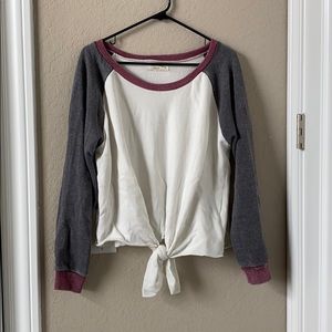 Tie/scoop neck sweatshirt!!